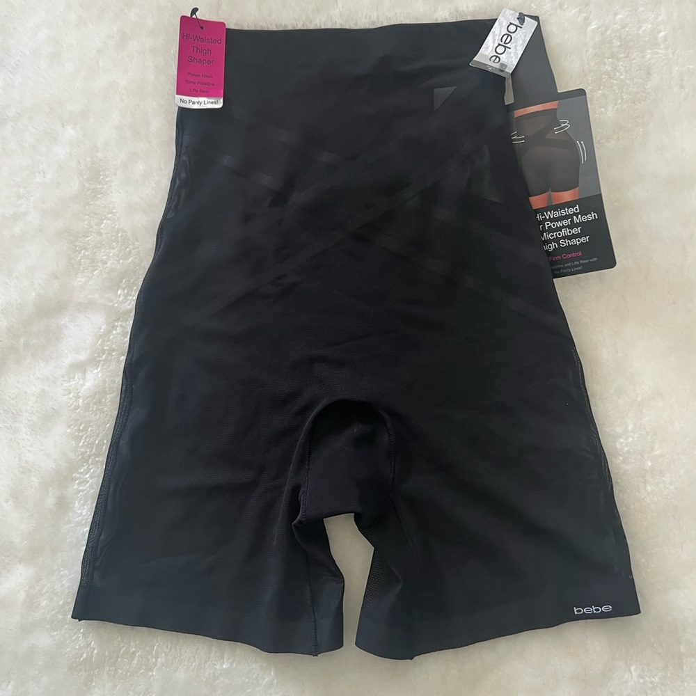 Bebe High Waisted Laser Power Mesh Microfiber Thigh Shaper